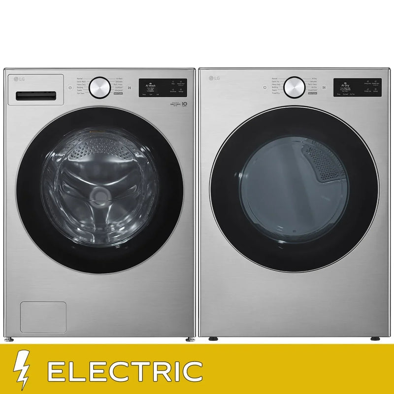 LG Laundry Bundle 5.8 cu ft. Front Load Washer and 7.4 cu ft. Electric Dryer V8