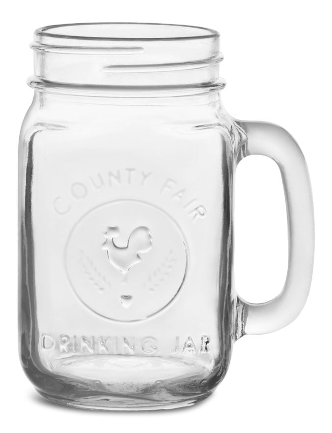 Libbey Glass Drinking Mason Jar, 16.5-oz, with Handle, Dishwasher Safe N7