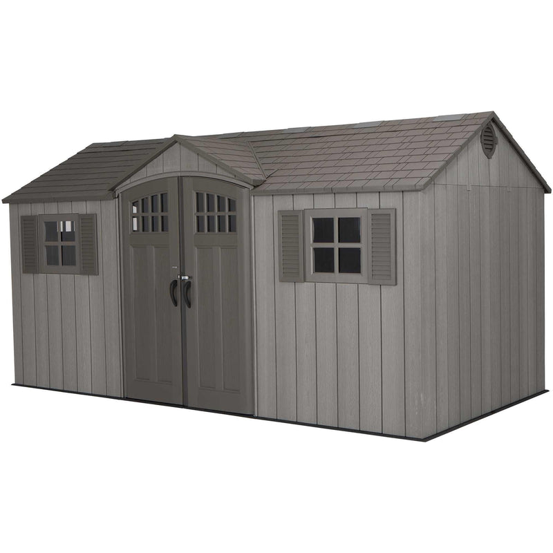 Lifetime Outdoor Storage Shed with Dual Side Entry, Dark Grey Roughcut, 15 x 8-ft Y5