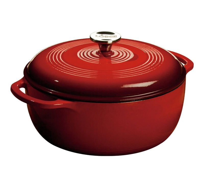 Lodge Enamel Cast Iron Dutch Oven, Red, 6-qt C8