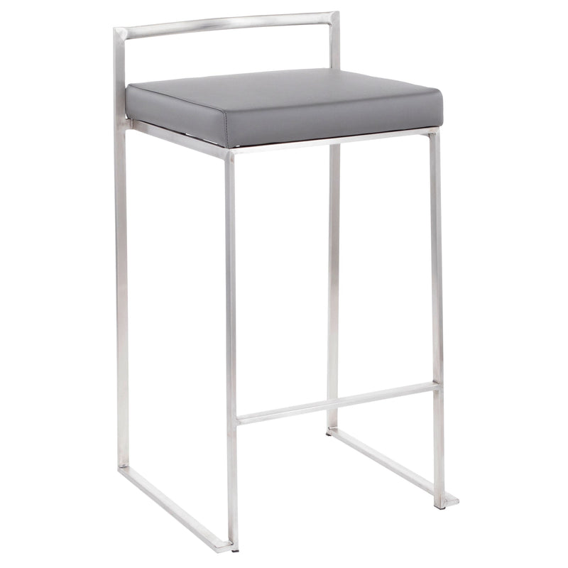 Lumisource Fuji Stacker Fixed-Height Counter Stool, Grey, 26-in, 2-pc O2