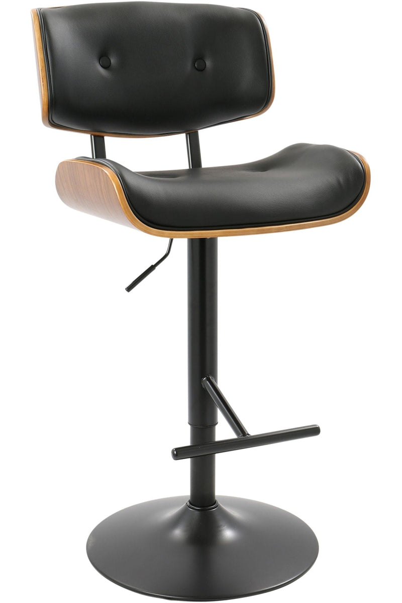 LumiSource Lombardi PU Leather Swivel Counter/Bar Stool Adjustable Height, Walnut/Black I4