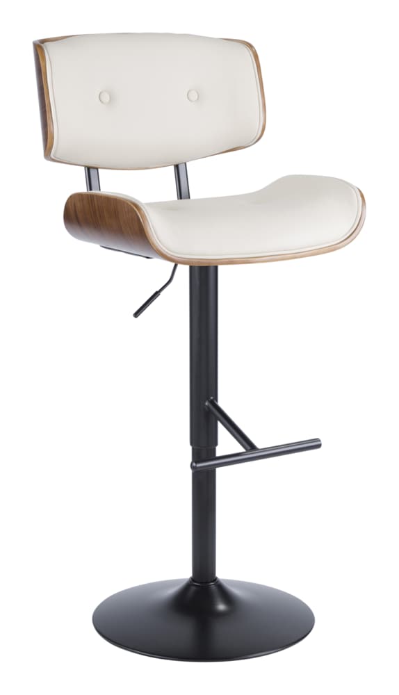 LumiSource Lombardi PU Leather Swivel Counter/Bar Stool Adjustable Height, Walnut/Cream V6