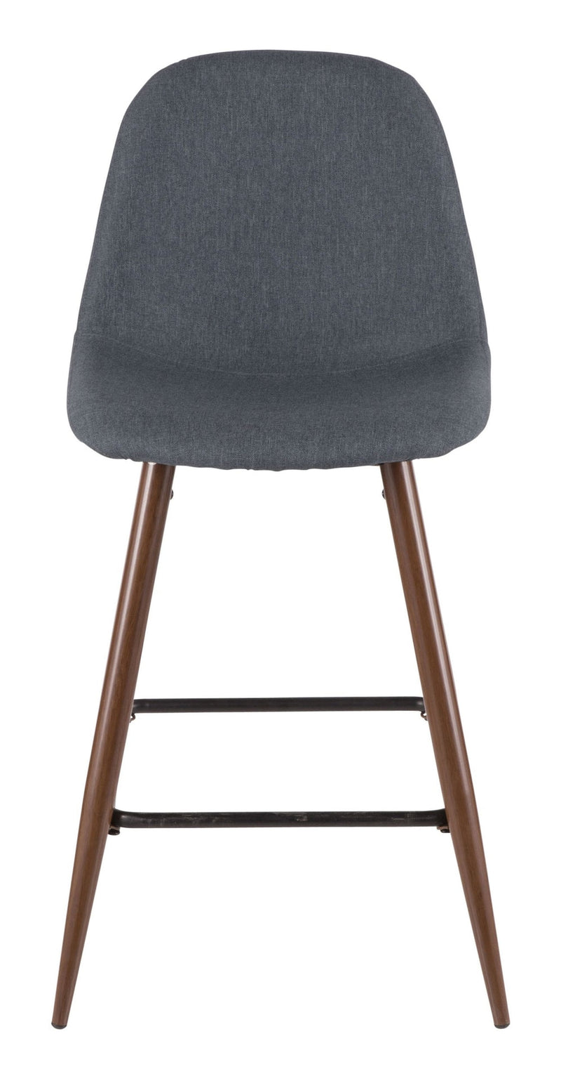 LumiSource Pebble Armless Upholstered Counter/Bar Stool (2-Piece Set), Walnut/Blue L5