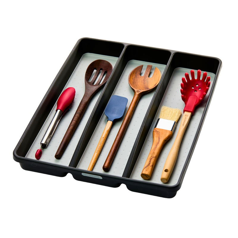 Madesmart 3-Compartment Kitchen Utensil Drawer Organizer Tray/Holder, Grey A4