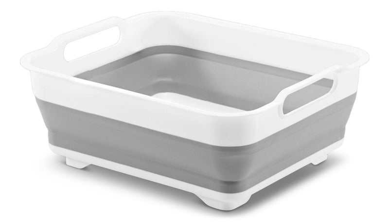 Madesmart Collapsible Folding Plastic Kitchen Wash Basin/Dish Pan, Grey R1