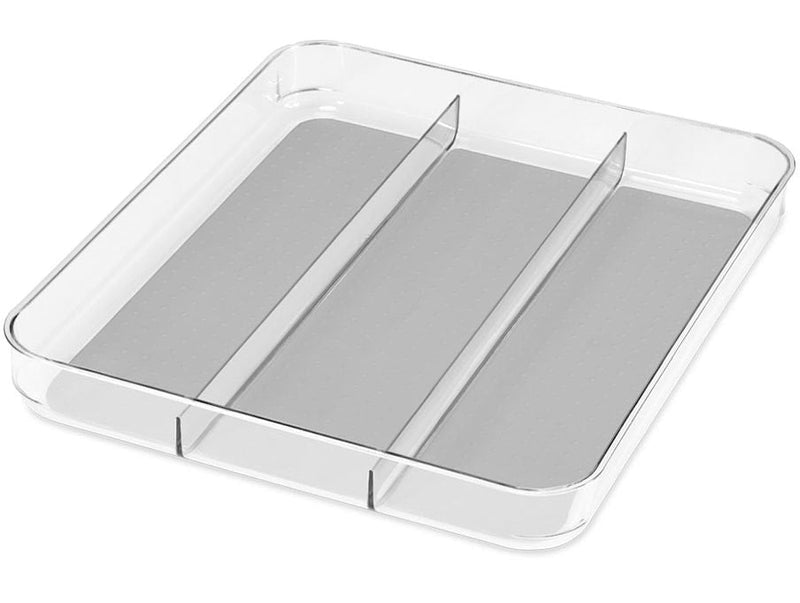 Madesmart Large 3-Compartment Drawer Storage Organizer Tray/Bin For Kitchen/Vanity/Office, Clear M4