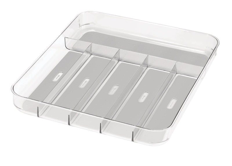 Madesmart Large 6-Compartment Cutlery & Kitchen Utensil Drawer Organizer Tray/Holder, Clear U3