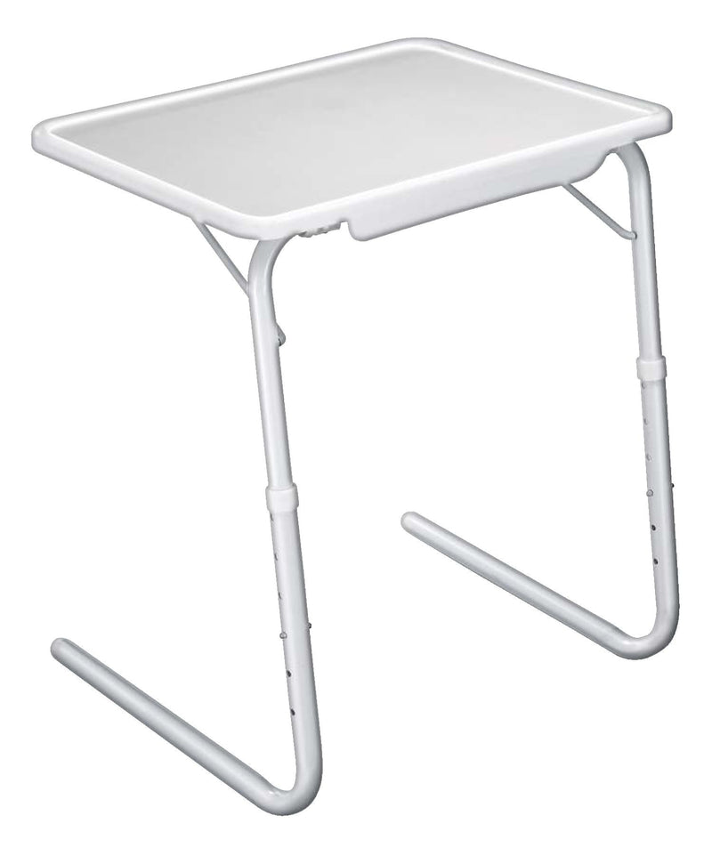 Maison Kleen Tilt-a-Table Portable Height Adjustable TV Tray/Laptop Table, White H7