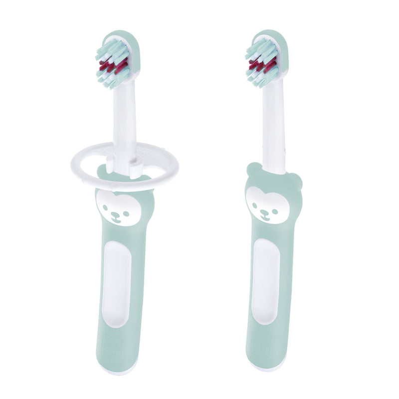 MAM Baby Toothbrush with Safety Shield, Mint Green, 2-pk B3