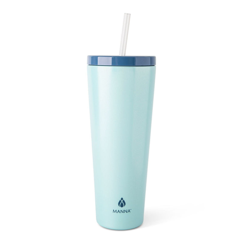 Manna Axel Sparkle Stainless Steel Double Wall Insulated Tumbler, 24-oz, Assorted Colours, with Reusable Straw H5
