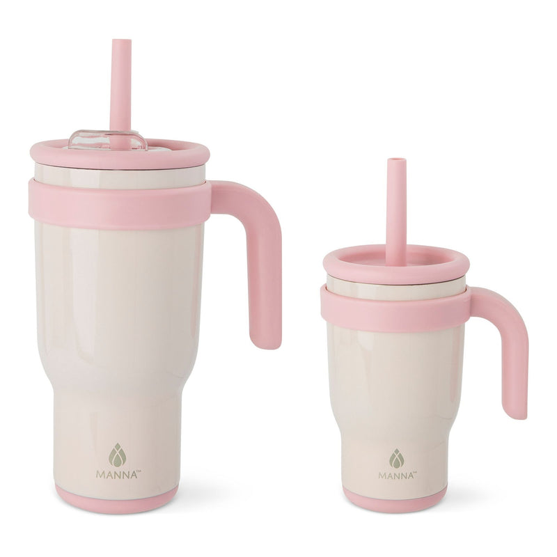 Manna Oslo Mommy & Me Matching Duo Stainless Steel Tumbler Set, Includes 14-oz & 30-oz, Various Colours, 2-pk D8
