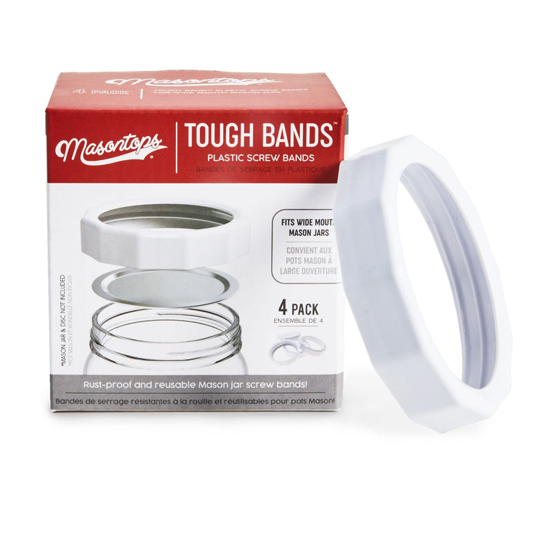 Masontops Wide Tough Screw Band for Jars, Rust-proof, 4-pk I8