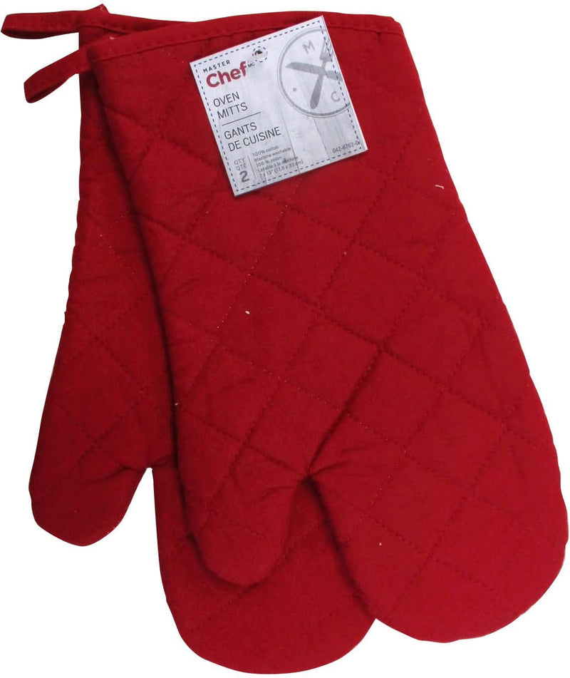 MASTER Chef 2pc Cotton Oven Mitt Set with Hanging Loop, Red G4