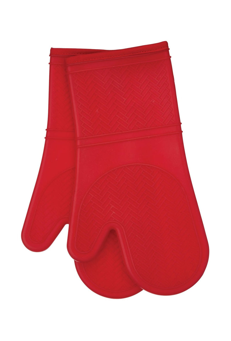 MASTER Chef 2pc Silicone Oven Mitt Set, Non-Slip Grip, Red K2