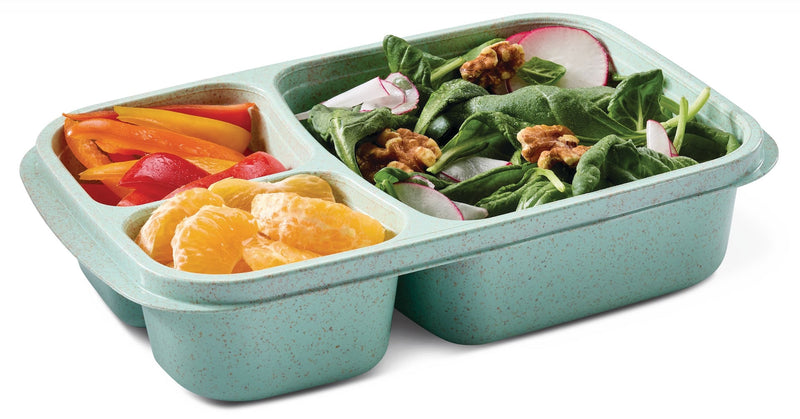 Master Chef 3-Section Food Storage Container, Green/Sage, with Wheat Straw, 4-pk Z7