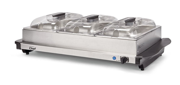 MASTER Chef 3-Tier Buffet Server/Food Warmer with Warming Tray, Stainless Steel, 300W T7