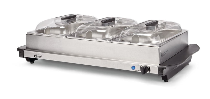 MASTER Chef 3-Tier Buffet Server/Food Warmer with Warming Tray, Stainless Steel, 300W T7