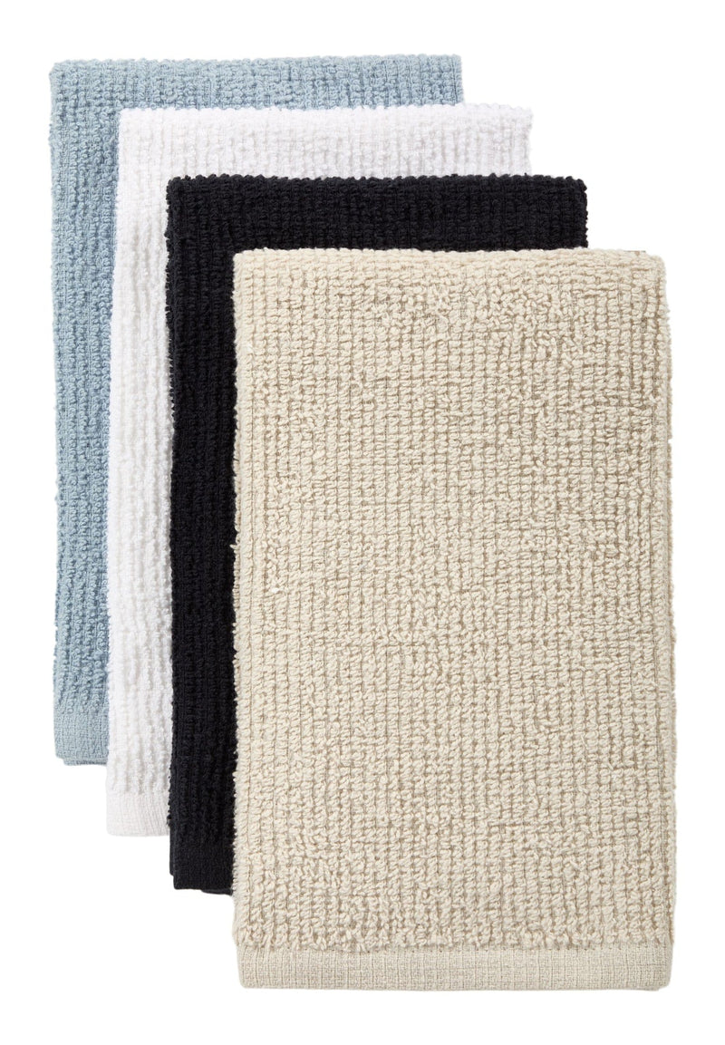Master Chef Bar Mop Kitchen Towels, Black, Grey, Blue & White, 16-in, 4-pk L3