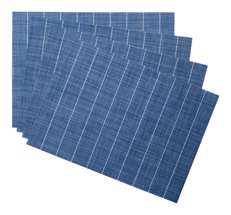 Master Chef Blue Striped Woven Textilene Placemats, 13-in x 18-in, 4-pk O3