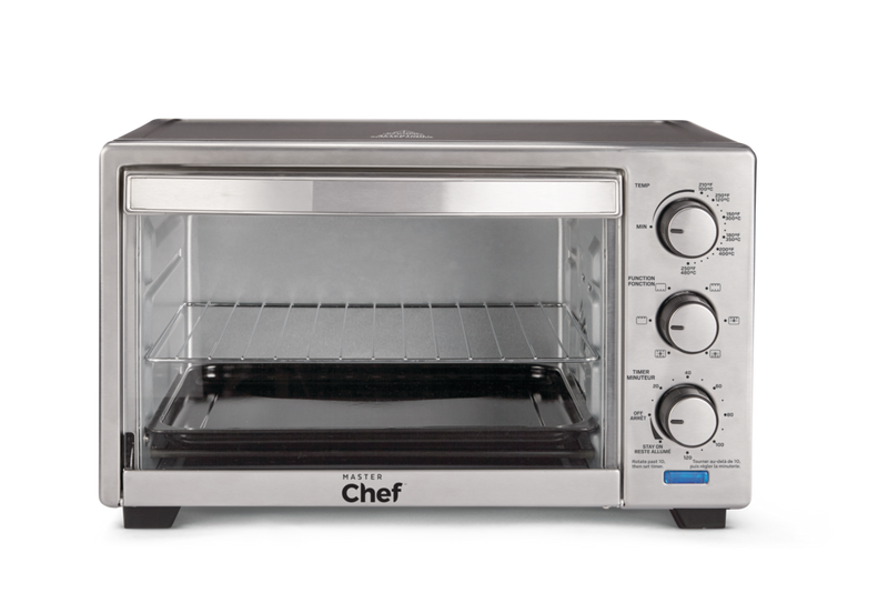 MASTER Chef Convection Toaster Oven with 4 Functions, Stainless Steel, Black, 6-Slices L0