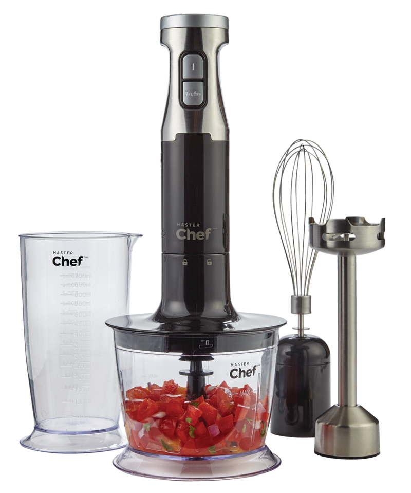 MASTER Chef Corded Hand Blender with Whisk, Stainless Steel, Black E3