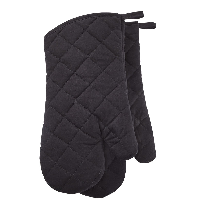 MASTER Chef Cotton Oven Mitt Set, Black, with Hanging Loops, 2-pc, Machine Washable N8
