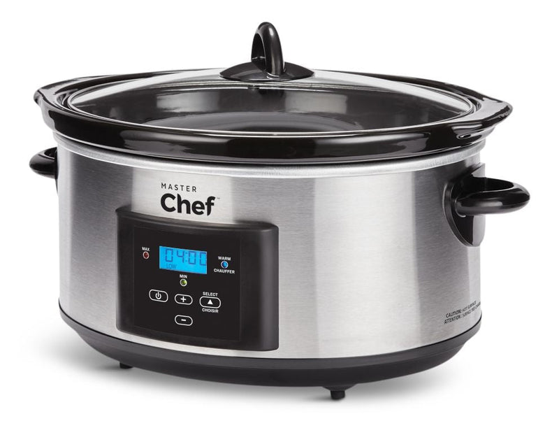 MASTER Chef Digital Programmable Slow Cooker, Stainless Steel, 6qt F1