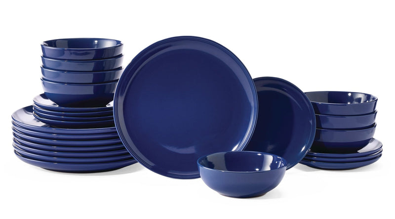 Master Chef Essential Coupe Stoneware Dinnerware Set, Serves 8, 24-pc, Sodalite Blue W4