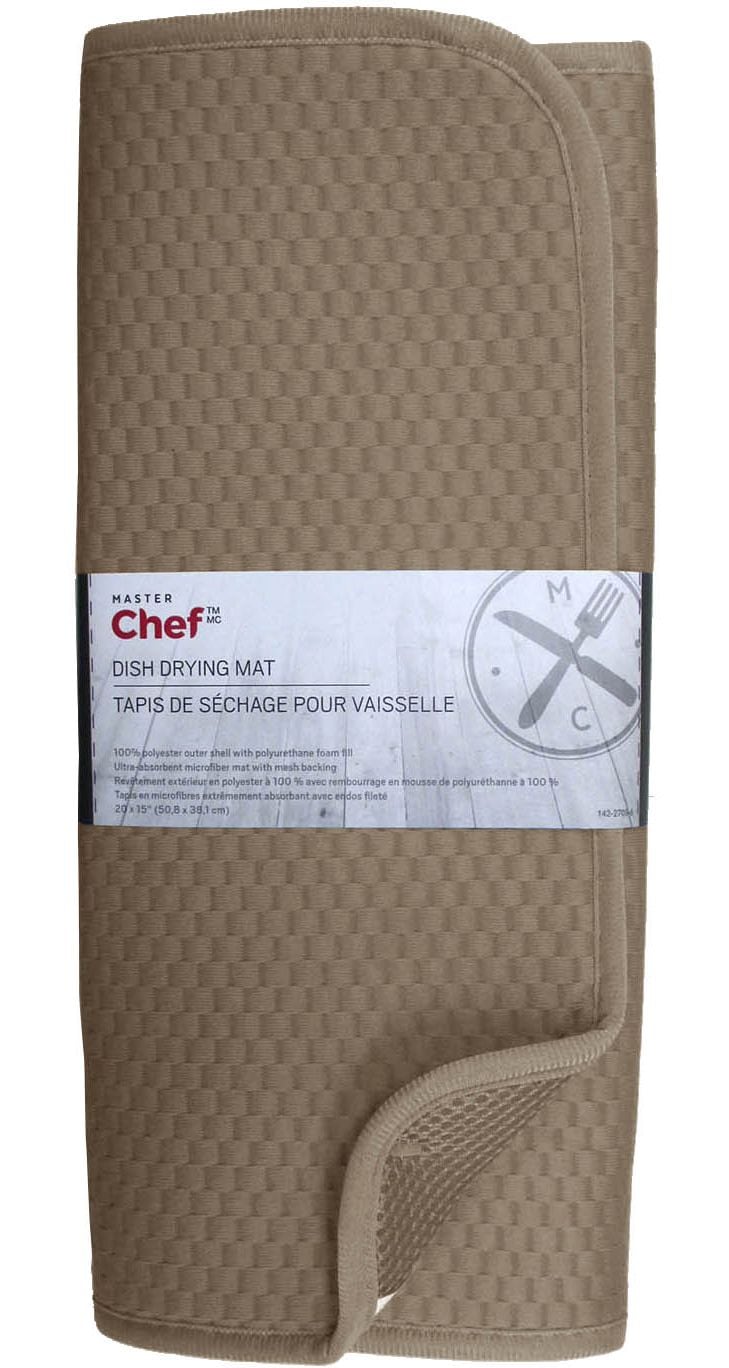 MASTER Chef Microfiber Dish Drying Mat, Reversible, 15-in x 20-in, Mushroom K7