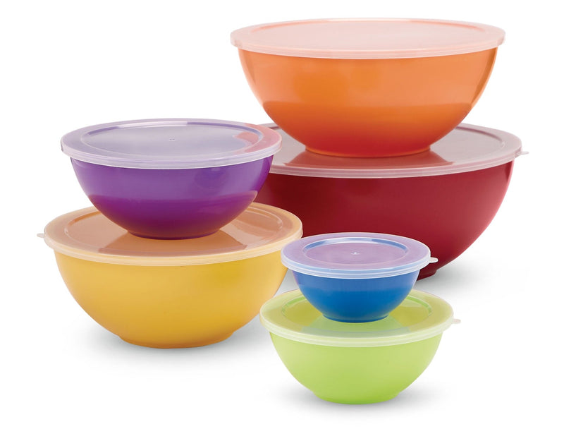 MASTER Chef Plastic Mixing Bowl Set with Lids, Assorted Sizes, 6-pk Y0