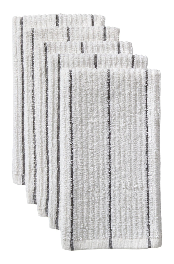 Master Chef Ribbed Stripe Bar Mop Dish Cloths, Grey Stripes, 5-pk R5