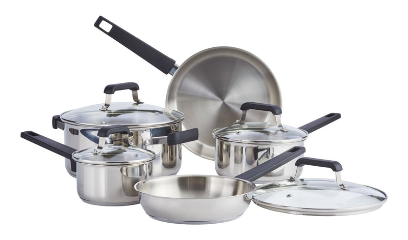 Master Chef Stainless Steel Cookware Set with Glass Lids, 9-pc O2