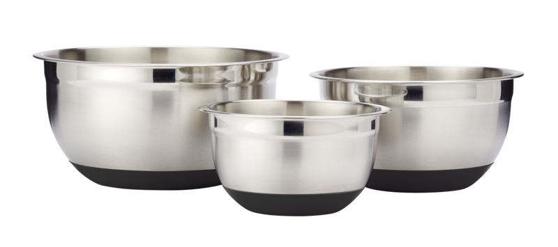 MASTER Chef Stainless Steel Mixing Bowl Set with Non-Slip Bottom, Assorted Sizes, 3-pc V3