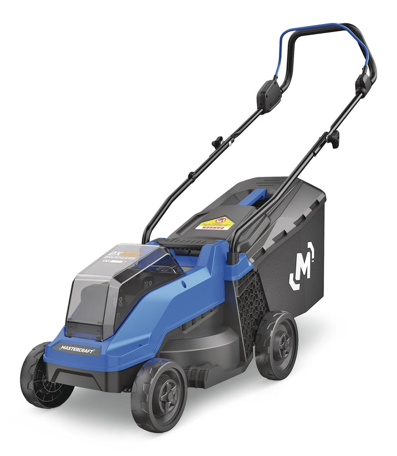 Mastercraft 2 x 20V Cordless 14-in Brushless Push Lawn Mower Kit with 2 PWR POD 4 Ah Batteries and Charger M1