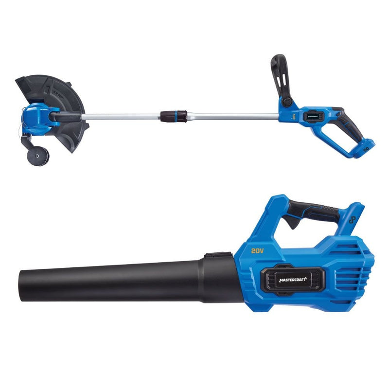 Mastercraft 20V Cordless 12" String Trimmer and 370CFM Blower Combo Kit with PWR POD 2 Ah Battery and Charger E1