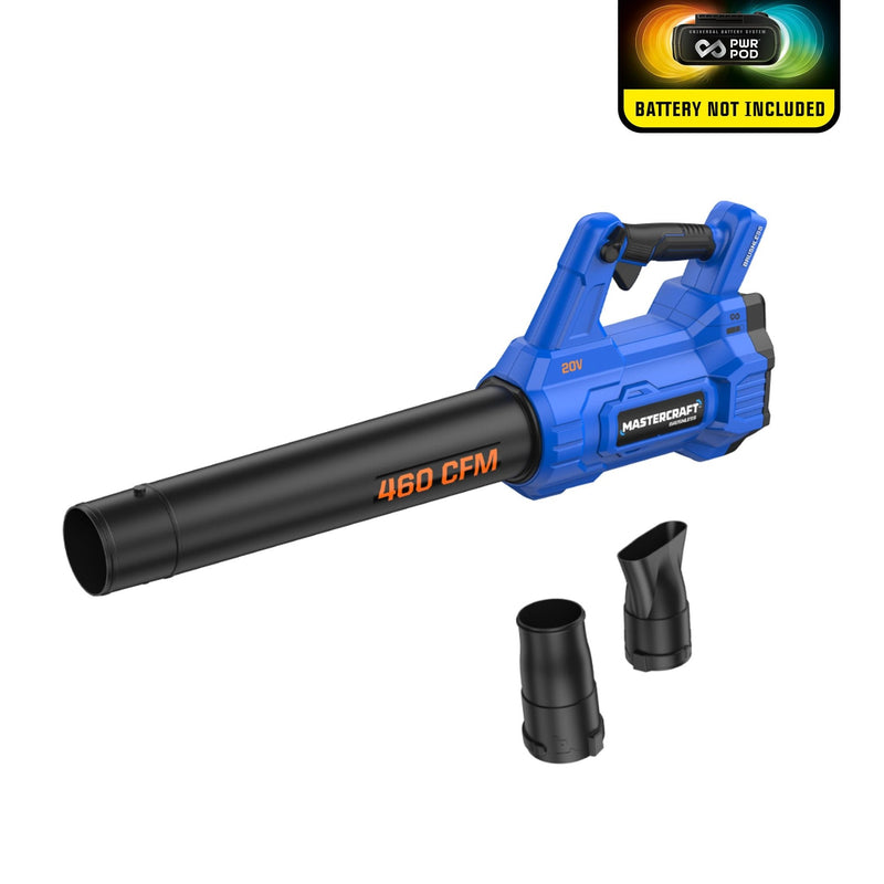 Mastercraft 20V Cordless 460 CFM Brushless Leaf Blower, Tool Only, PWR POD Compatible W3