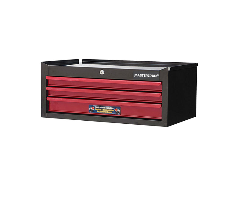 Mastercraft 3-Drawer Intermediate Tool Chest, Black & Red, 26-in T5