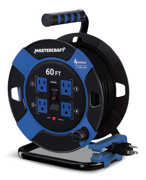 Mastercraft 60-ft 10A Retractable Extension Cord Reel O4