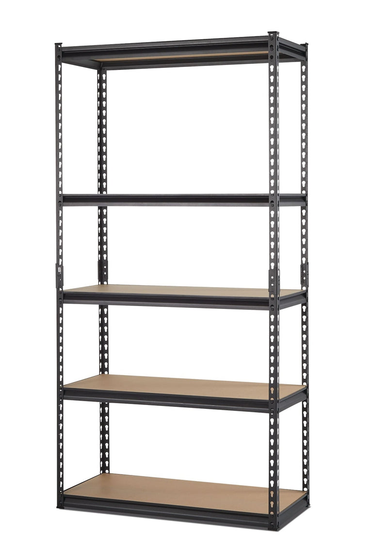 Mastercraft Adjustable 5-Shelf Steel Metal & Wood Storage Rack / Shelving Unit, 36 x 16 x 72-in F5