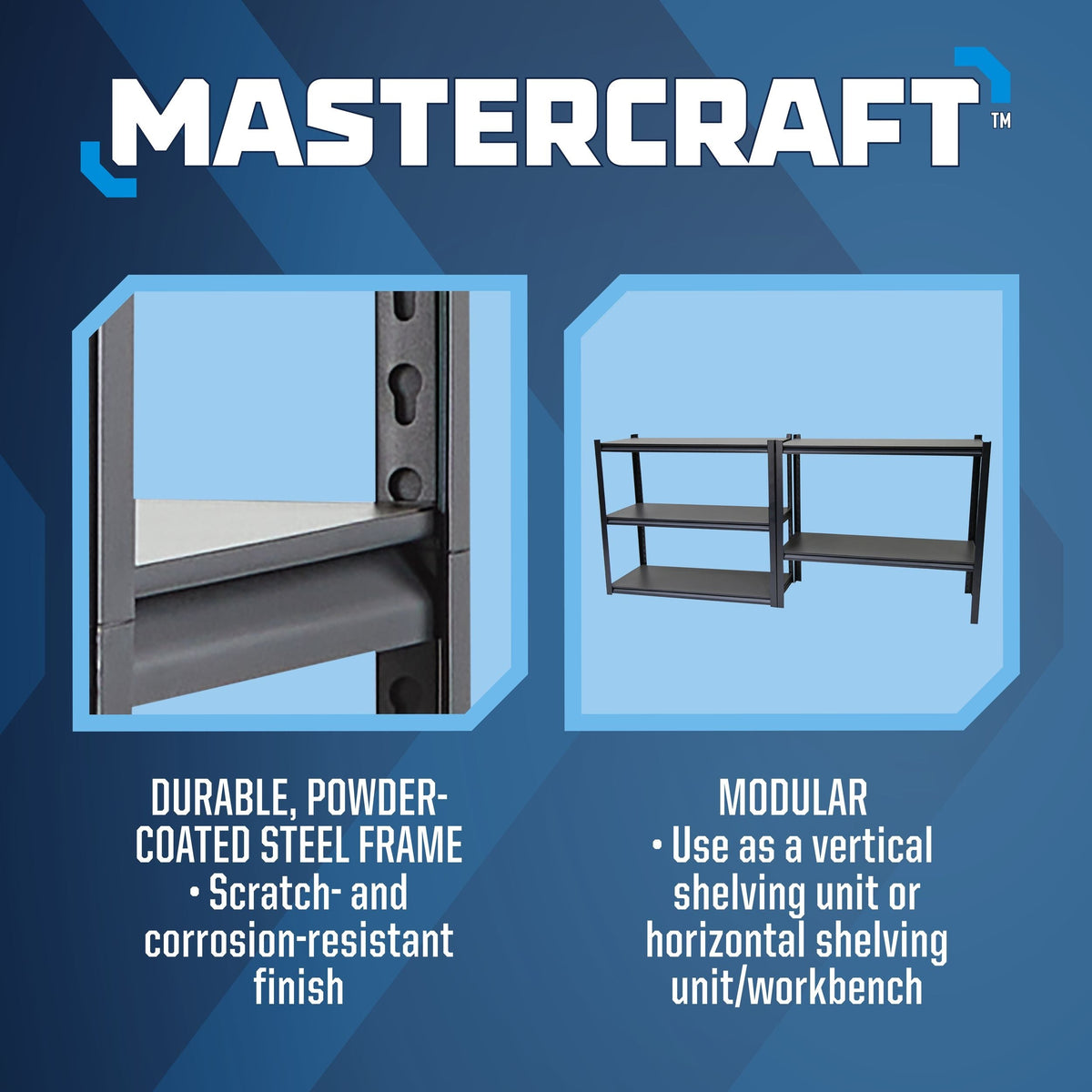 Mastercraft Adjustable 5-Shelf Steel Metal & Wood Storage Rack / Shelving Unit, 41 x 18 x 72-in