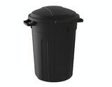 Mastercraft Resin Circular Outdoor Garbage Can with Lid, Black, 121-L