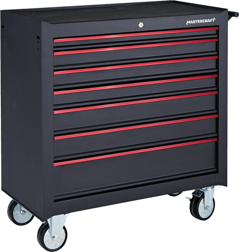 Mastercraft Rolling Tool Storage Cabinet with 7 Drawers, Black, 36-in A4
