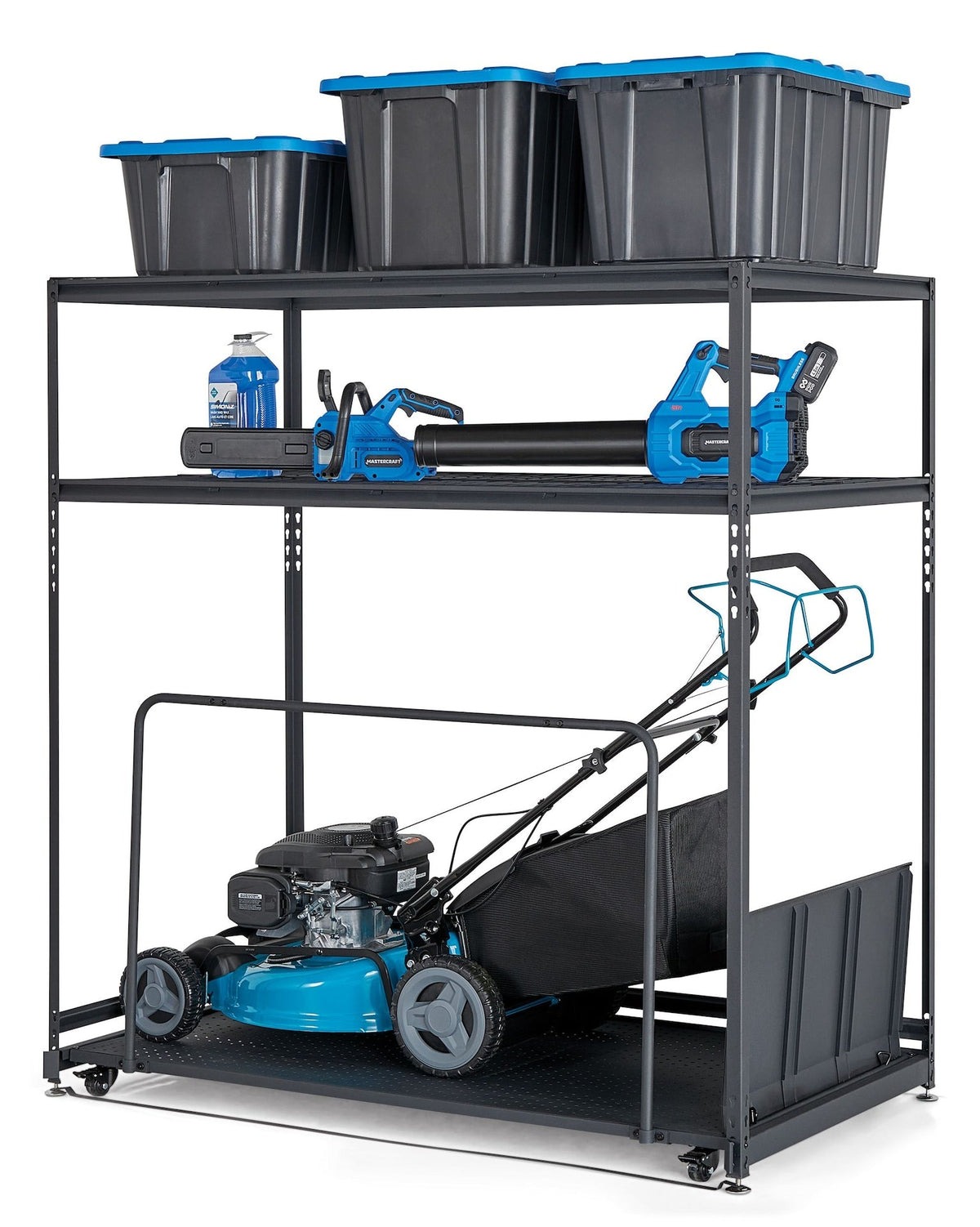 Mastercraft Seasonal Storage Rack with Rolling Platform Cart, Black, 65.5-in x 35.5-in x 68-in