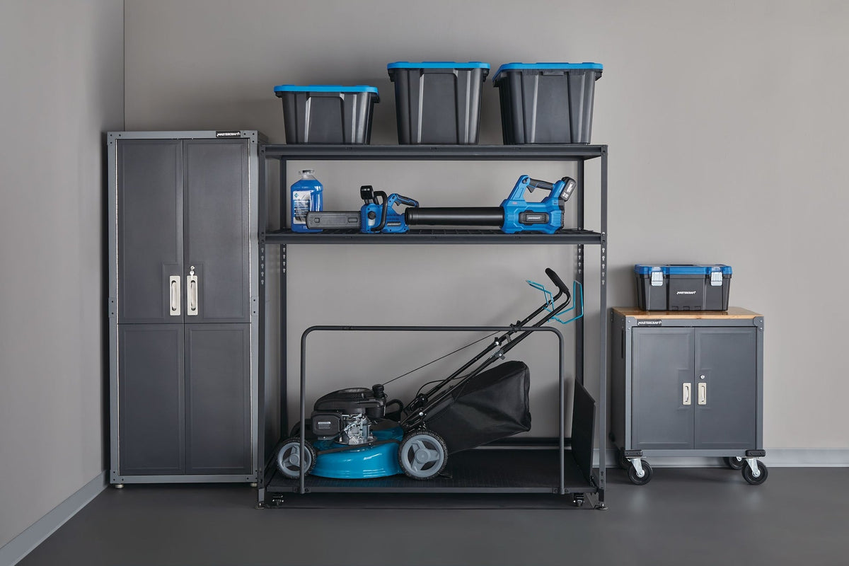 Mastercraft Seasonal Storage Rack with Rolling Platform Cart, Black, 65.5-in x 35.5-in x 68-in