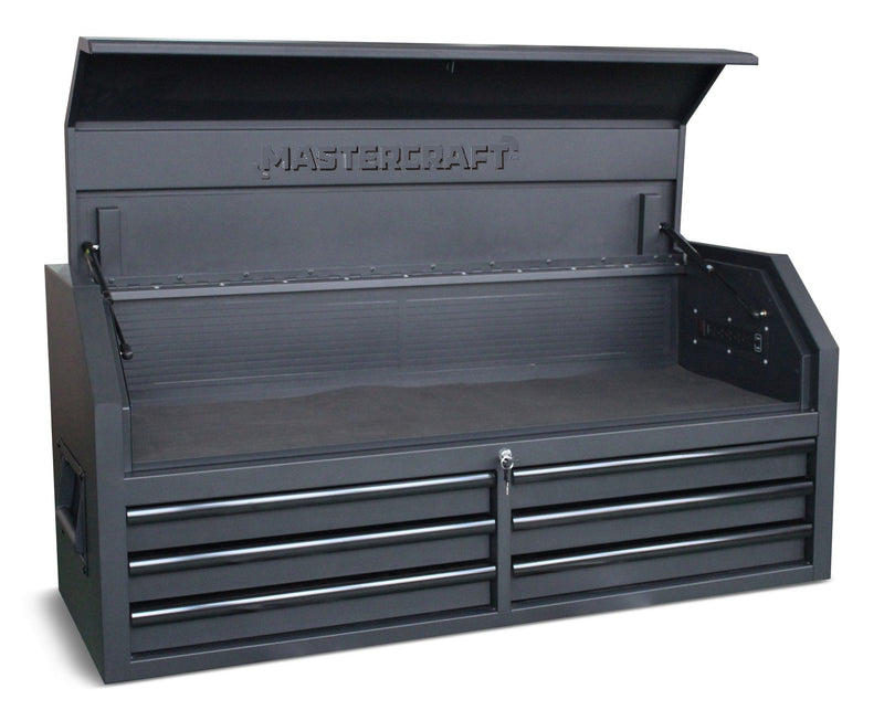 Mastercraft Tool Chest with 6 Drawers, Power Bar with USB, Black, 52-in G6