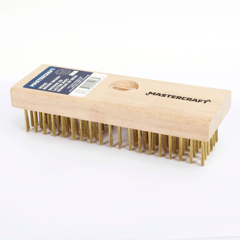 Mastercraft Wood & Brass Wire Block Brush Cleans/Removes Paint, Rust & Dirt From Metal M0