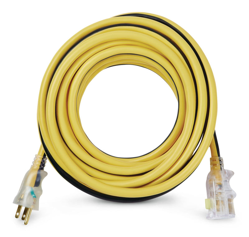 MAXIMUM 25-ft 12/3 Outdoor Extension Cord with Grounded Outlet, Lighted End and Locking Connector, Yellow/Black B2