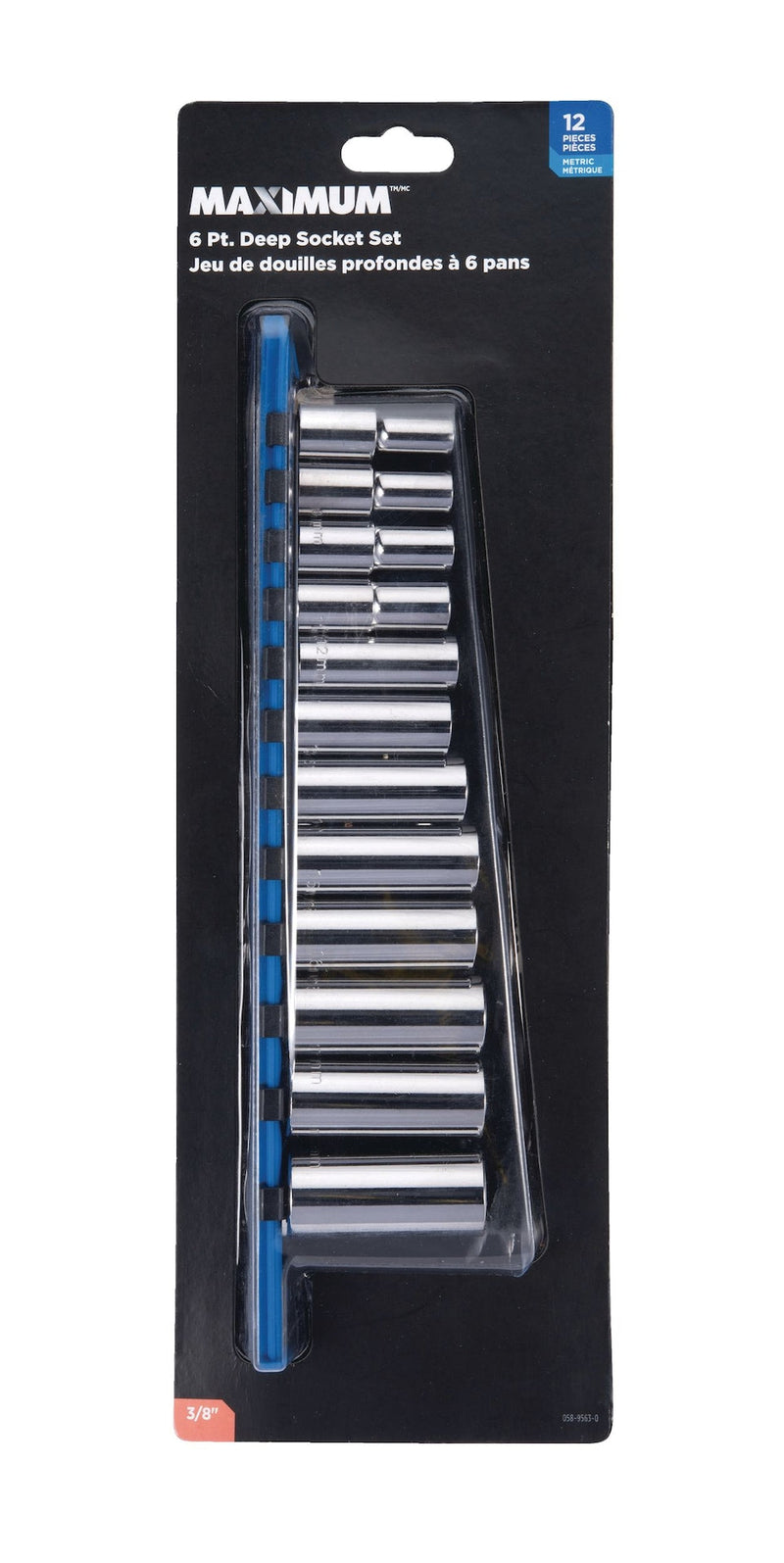 MAXIMUM 3/8-in Drive Deep Socket Set 12-pc, Metric, CRV, Nickel-Chrome Plating N2