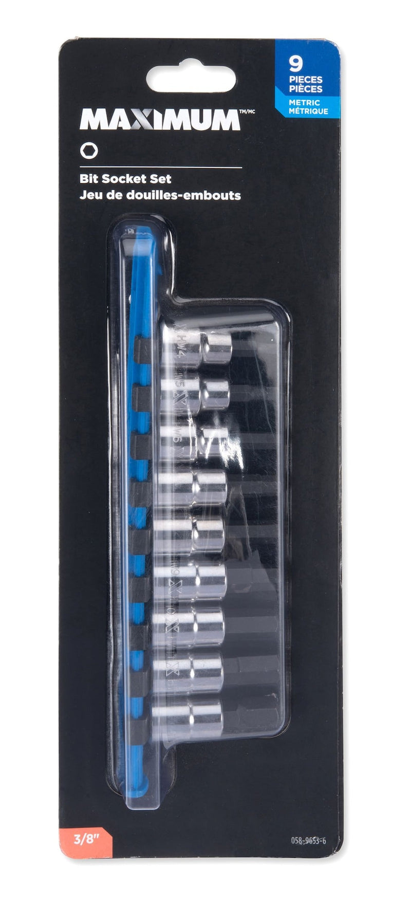 MAXIMUM 3/8-in Drive Hex Bit Socket Set, Chrome-Plated, 9-pc, Metric J4